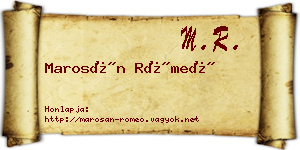 Marosán Rómeó névjegykártya